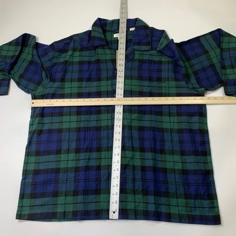 J Crew Pajama Shirt Mens XL Cotton Flannel Long Sleeve Tartan Plaid Button Up